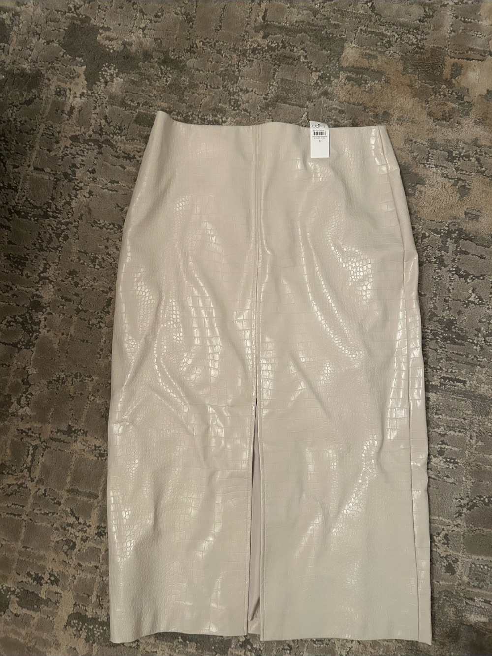 LOFT Cream Faux-Croc Pencil Skirt